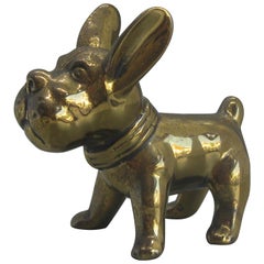 Antike figurale Messing-Skulptur der Gebrüder Jennings, Französische Bulldogge, Hund, Art déco, Art déco