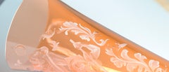 Antique/ Vintage Artist Glass Orange Glass Engraved with Farmers Signed by Artis