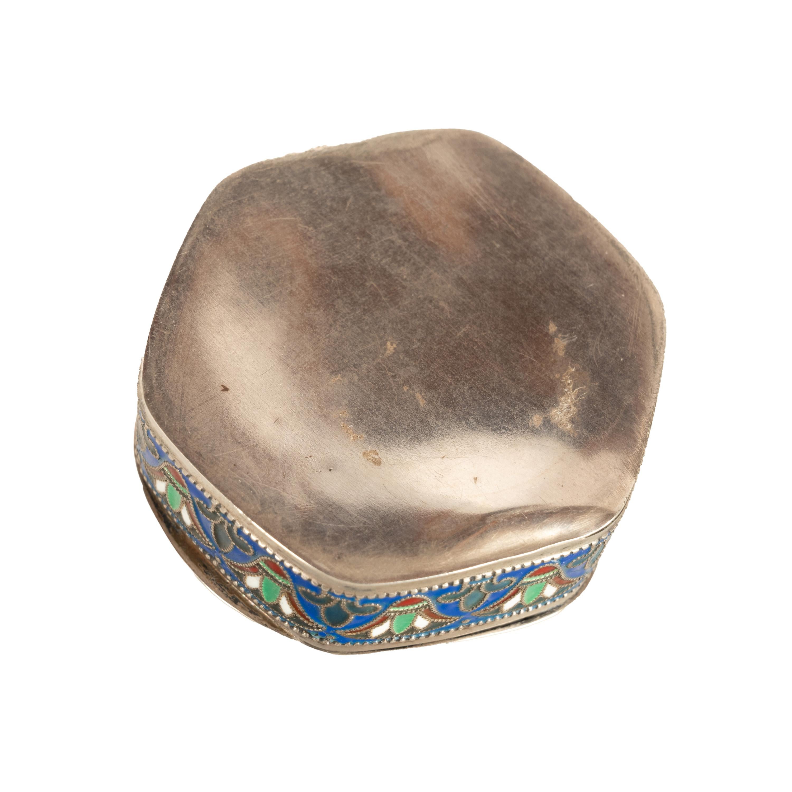 Antike Art Deco König Tut ägyptische Wiedergeburt Silber vergoldet Emaille Cloisonne Box 1925 im Angebot 7