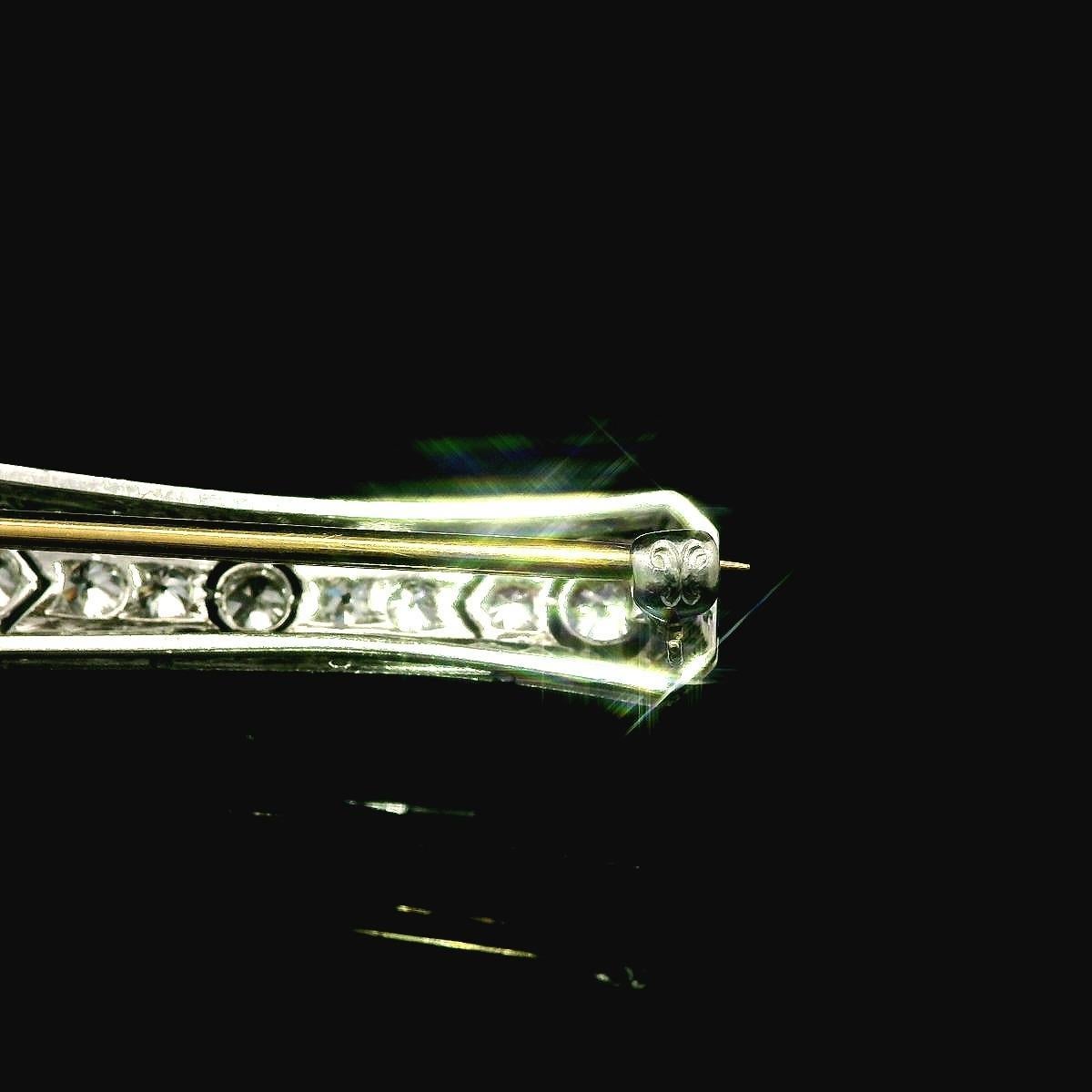 Antico spillone Krementz in platino e oro 14k con diamante da 1,76 carati in filigrana In condizioni ottime in vendita a Montclair, NJ