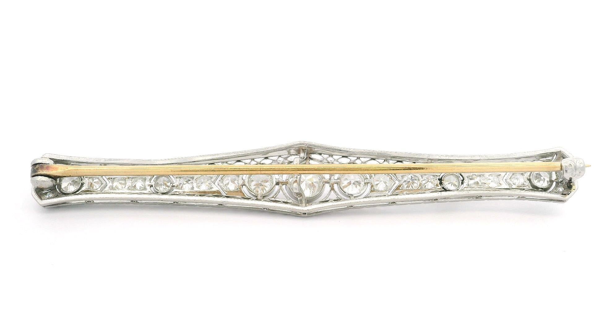 Antico spillone Krementz in platino e oro 14k con diamante da 1,76 carati in filigrana in vendita 2