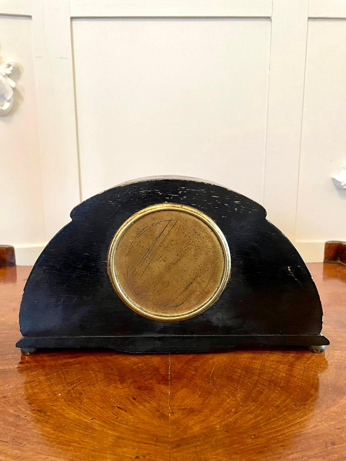 Mid-20th Century Antique Art Deco Lacquered Chinoiserie Desk Clock