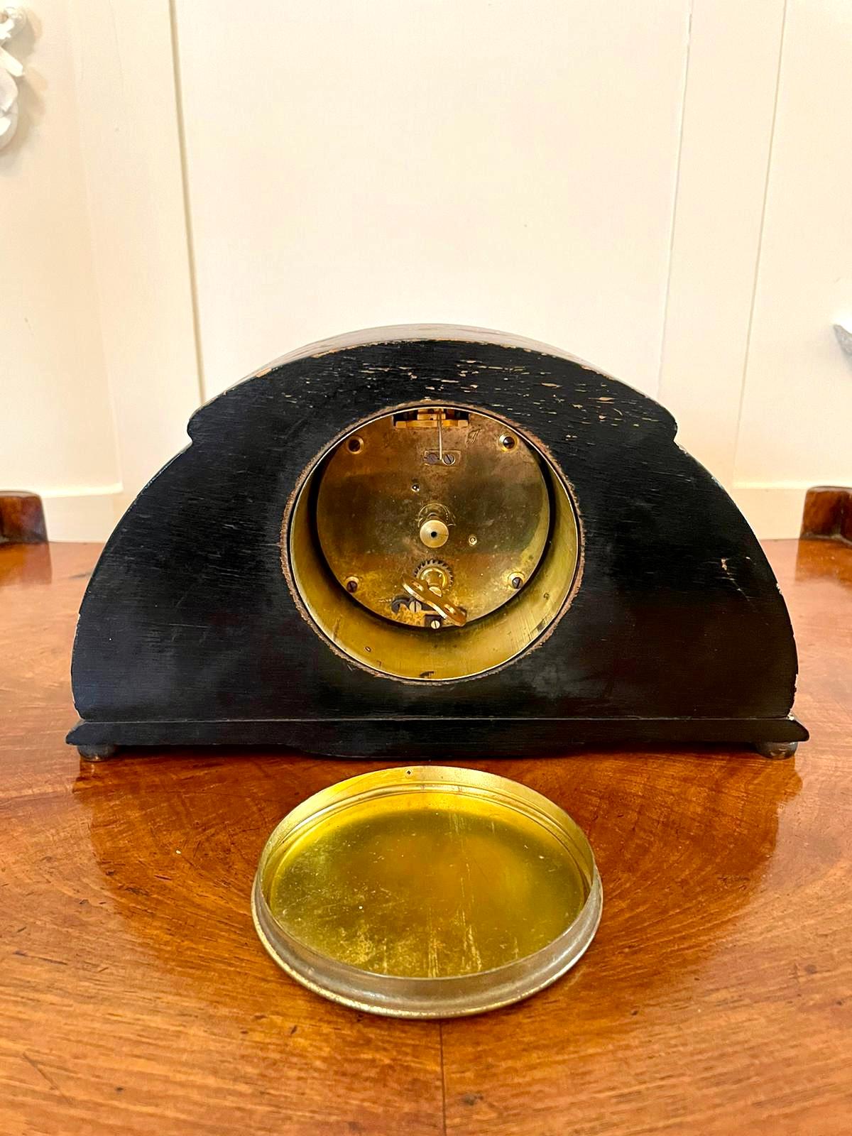 Antique Art Deco Lacquered Chinoiserie Desk Clock 1