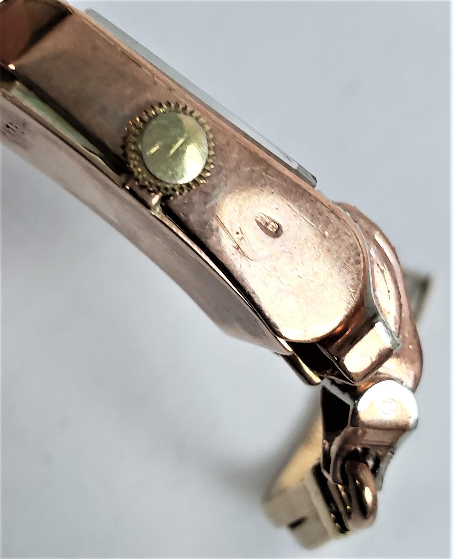 Antique Art Deco Ladies 9 Karat Rose Gold & Diamond Cocktail Wristwatch For Sale 7