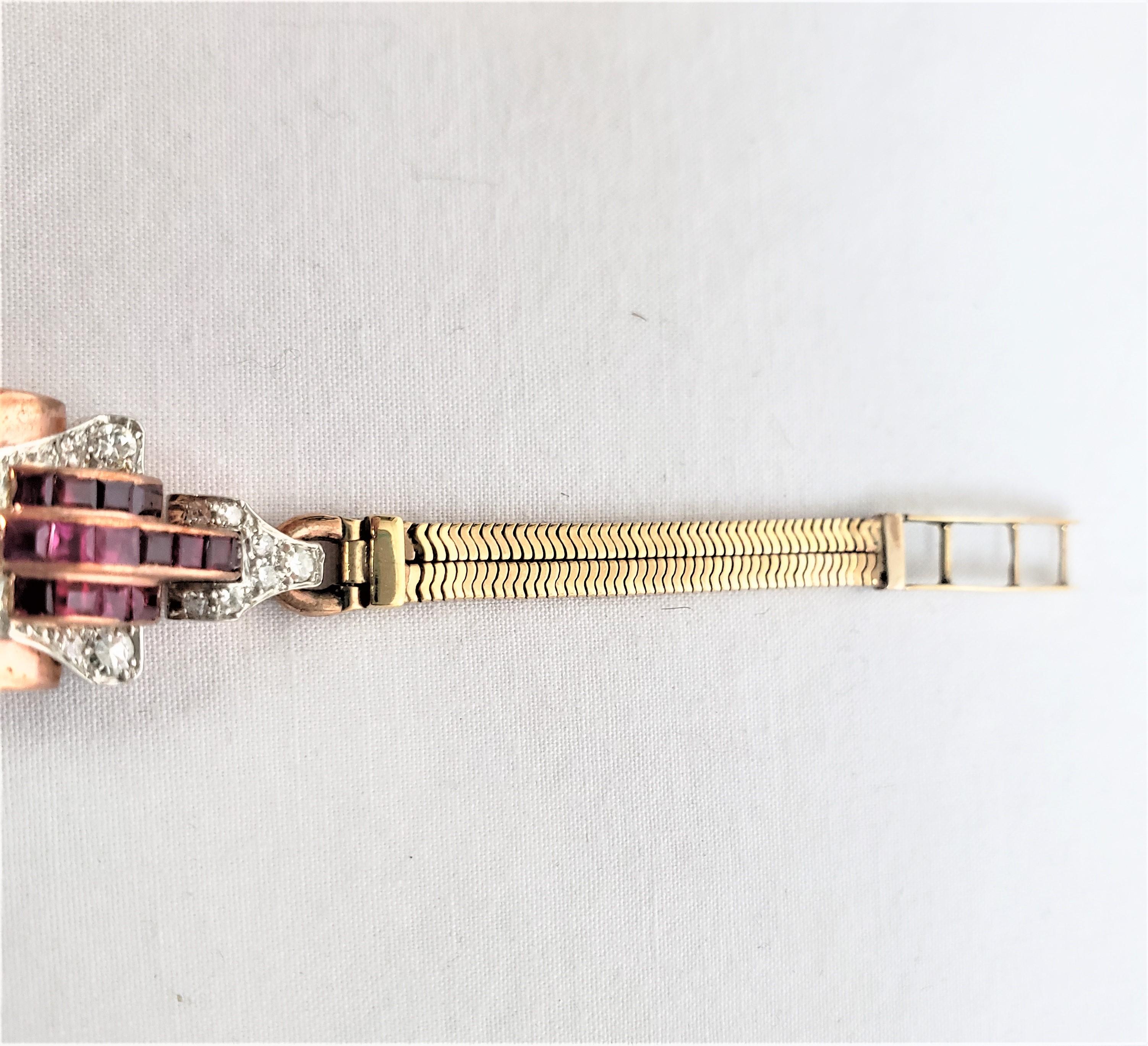 Antique Art Deco Ladies 9 Karat Rose Gold & Diamond Cocktail Wristwatch For Sale 9