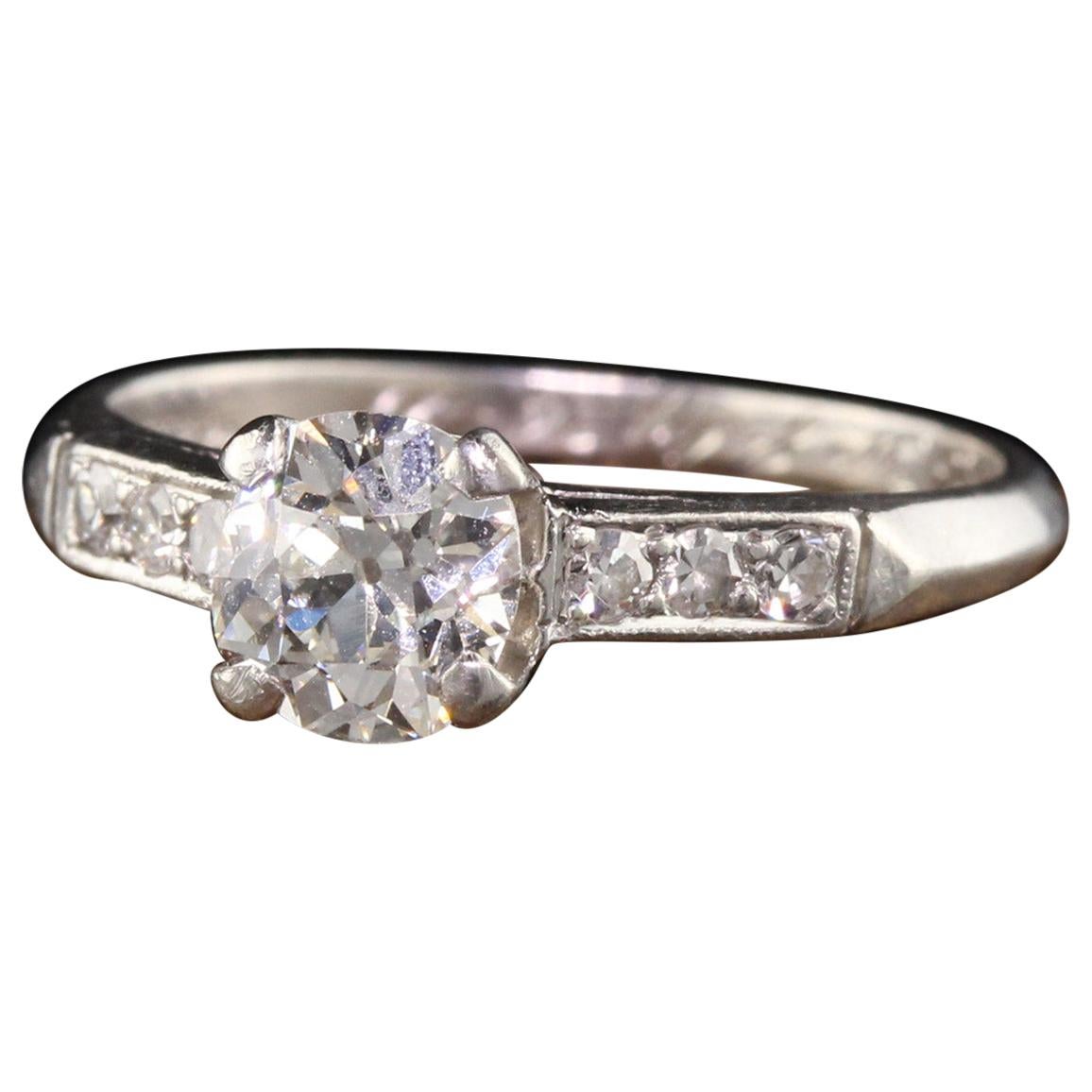 Antique Art Deco Lambert Bros Platinum Old Mine Diamond Engagement Ring