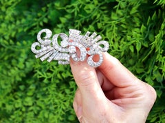 Antique Art Deco Large 9.68 Carat Diamond and Platinum Brooch Circa 1925