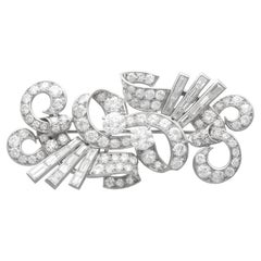 Antique Art Deco Large 9.68 Carat Diamond and Platinum Brooch Circa 1925