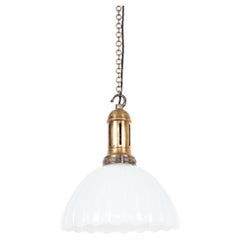 Vintage Art Deco Large GEC Moonstone Opaline Glass Light Pendant, C.1930