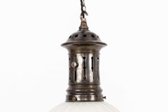Antique Art Deco Large Jefferson Moonstone Opaline Glass Light Pendant, C.1920