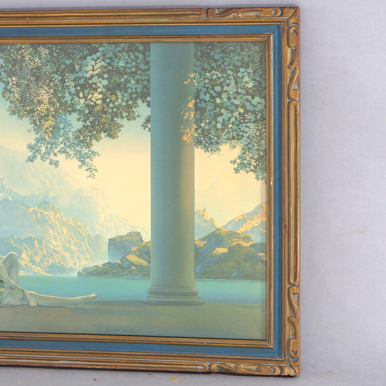 American Antique Art Deco  Large Maxfield Parrish Daybreak Print Circa 1920