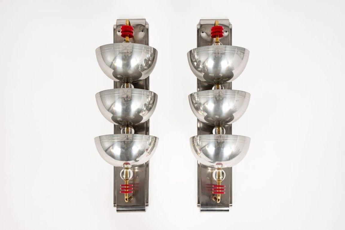 Lampada da parete in metallo argentato di grandi dimensioni, 34