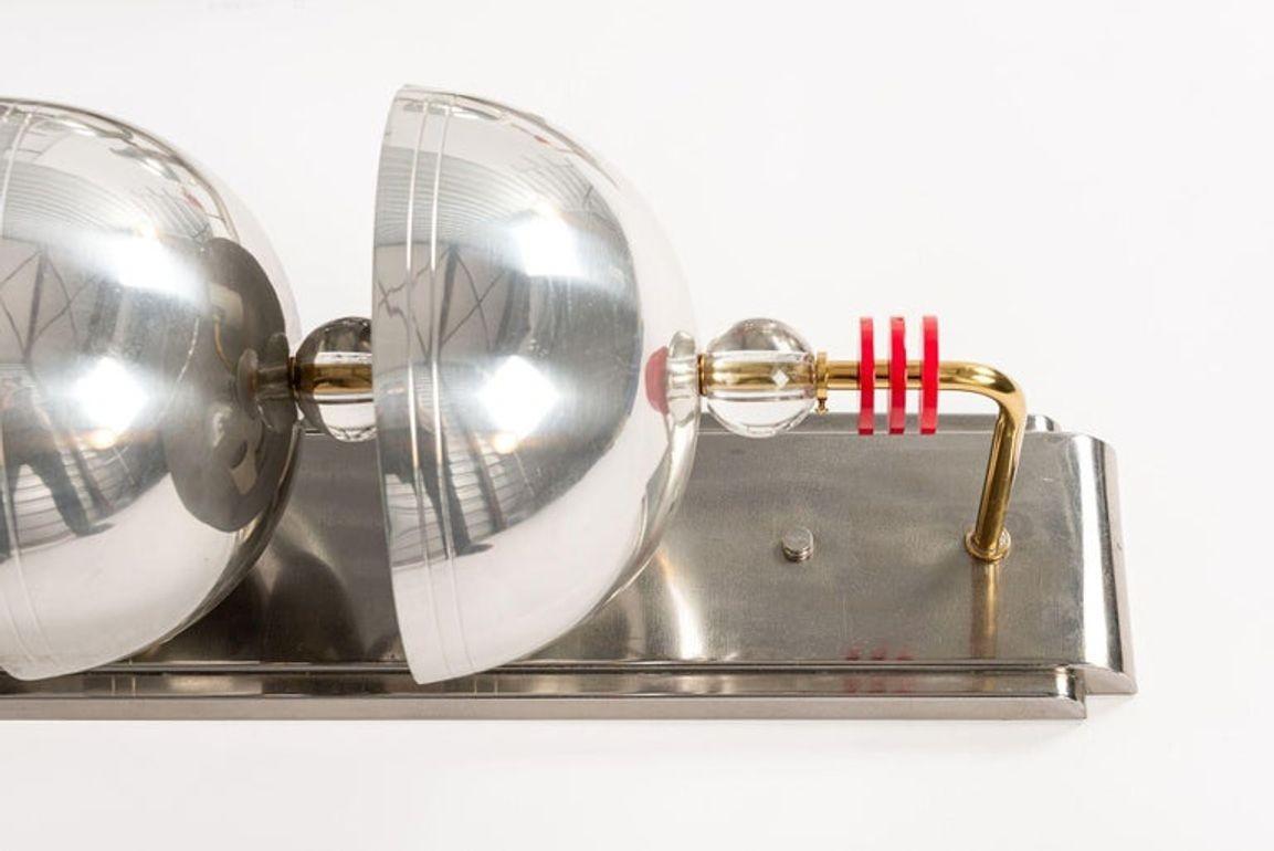 Lampada da parete in metallo argentato di grandi dimensioni, 34