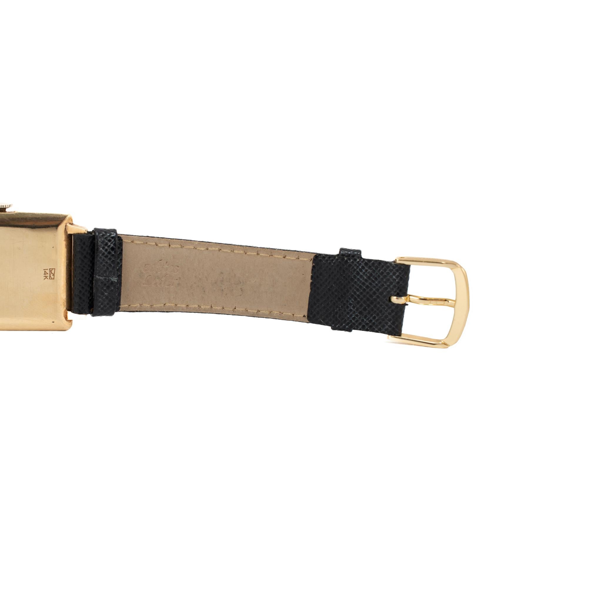 Reloj Antiguo Art Decó Le Coultre 32MM Oro Amarillo 14K Cuerda Manual en venta 3