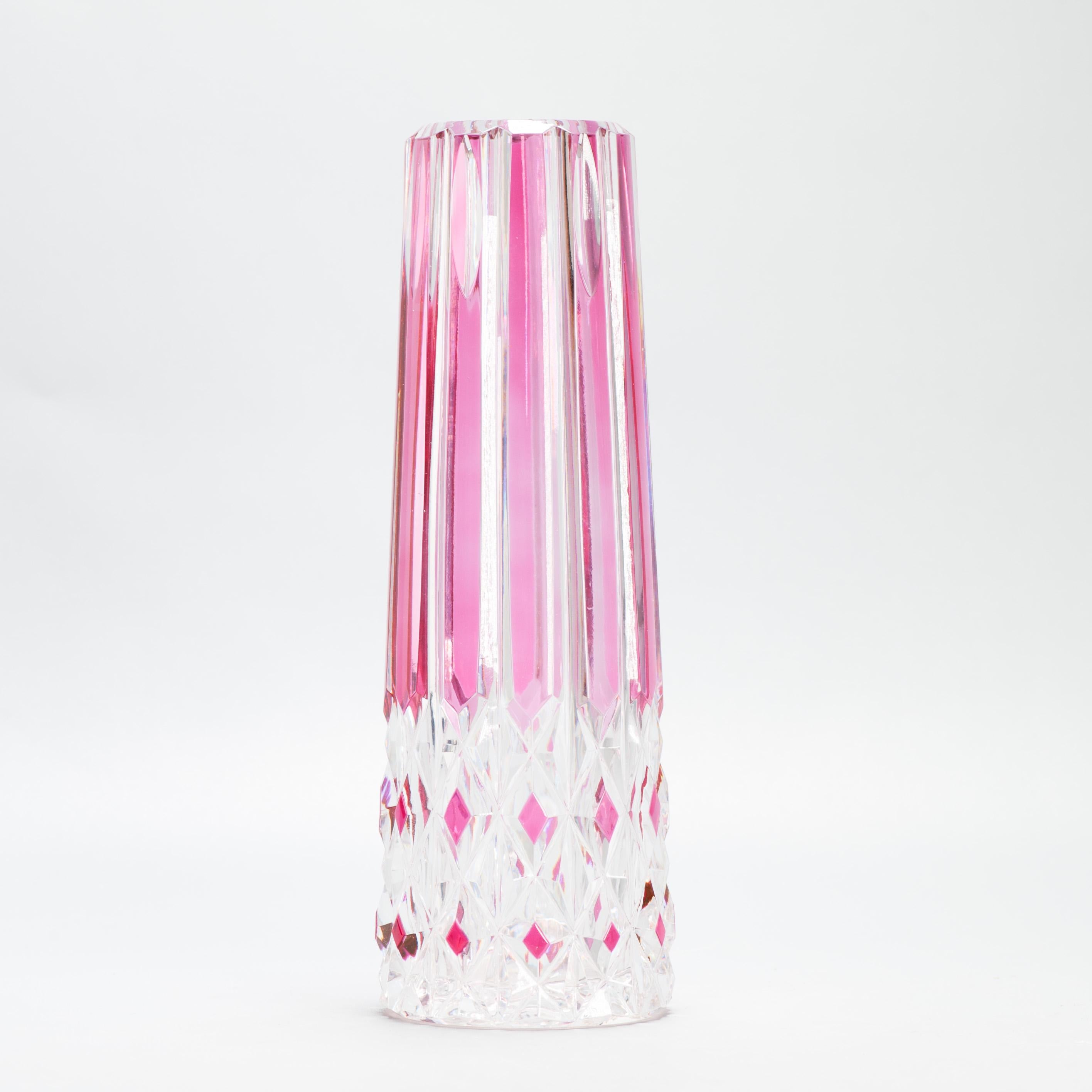 Antico vaso in vetro Cristal rosso belga Art Deco Leerdam o Val Saint Lambert in vendita 3