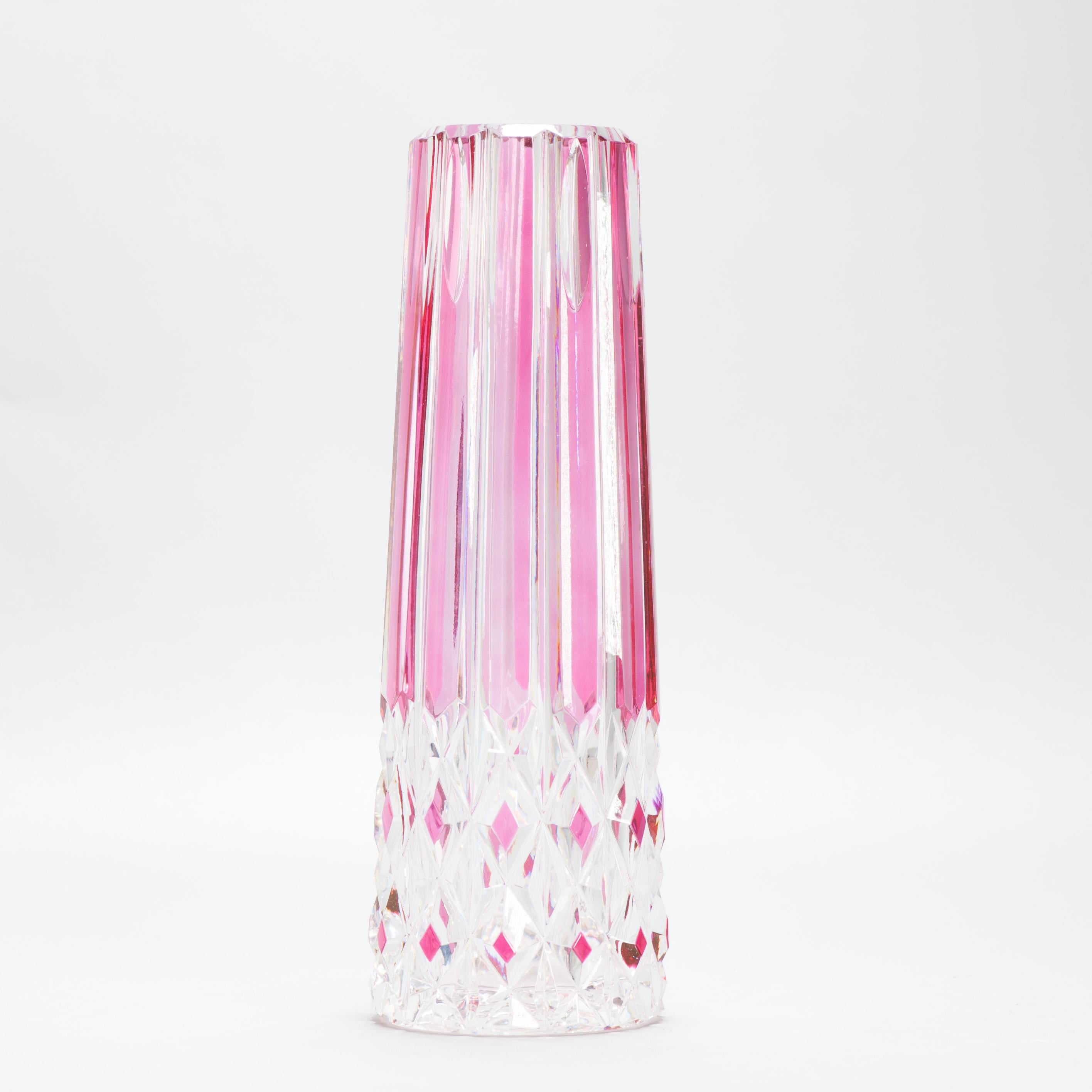Austriaco Antico vaso in vetro Cristal rosso belga Art Deco Leerdam o Val Saint Lambert in vendita