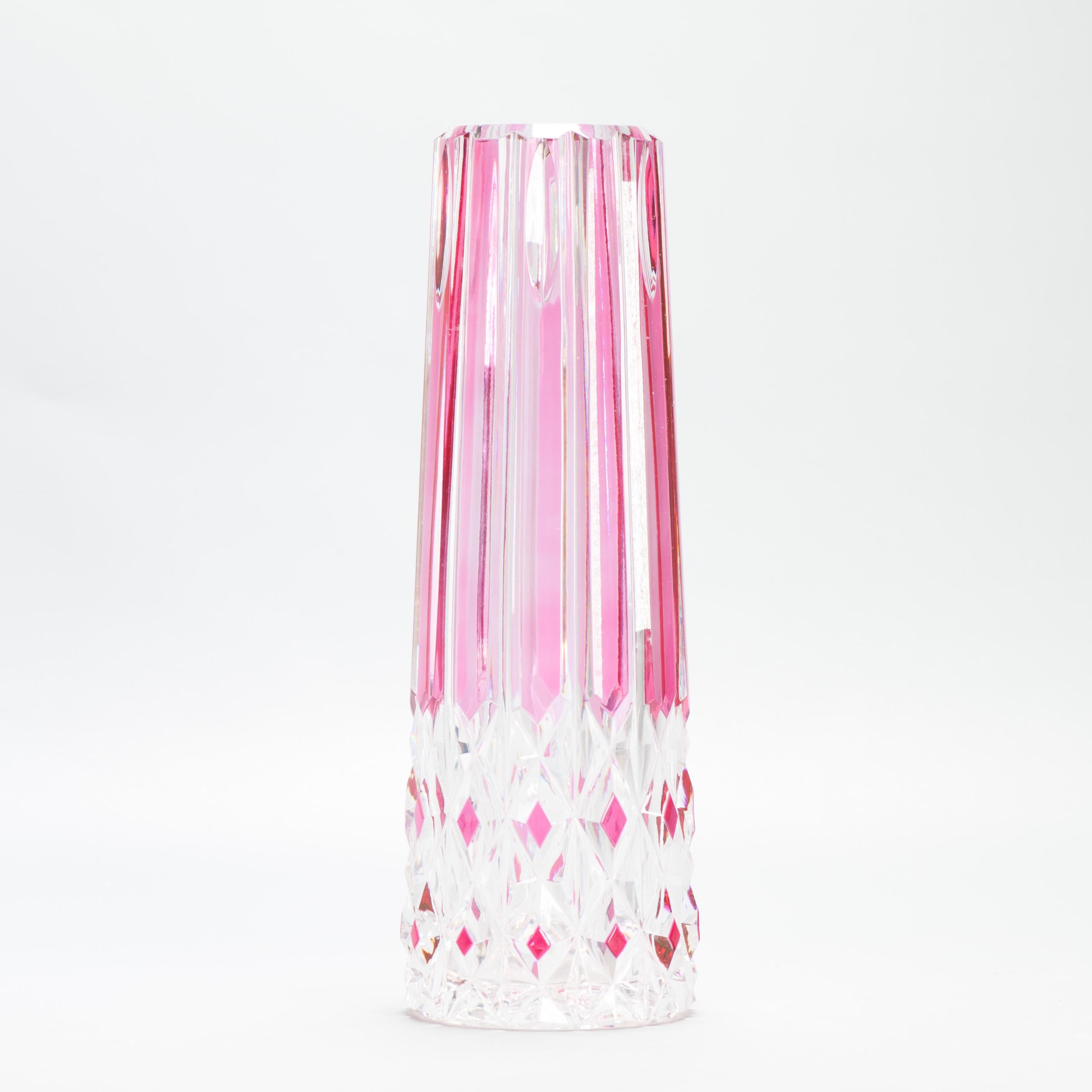 XX secolo Antico vaso in vetro Cristal rosso belga Art Deco Leerdam o Val Saint Lambert in vendita