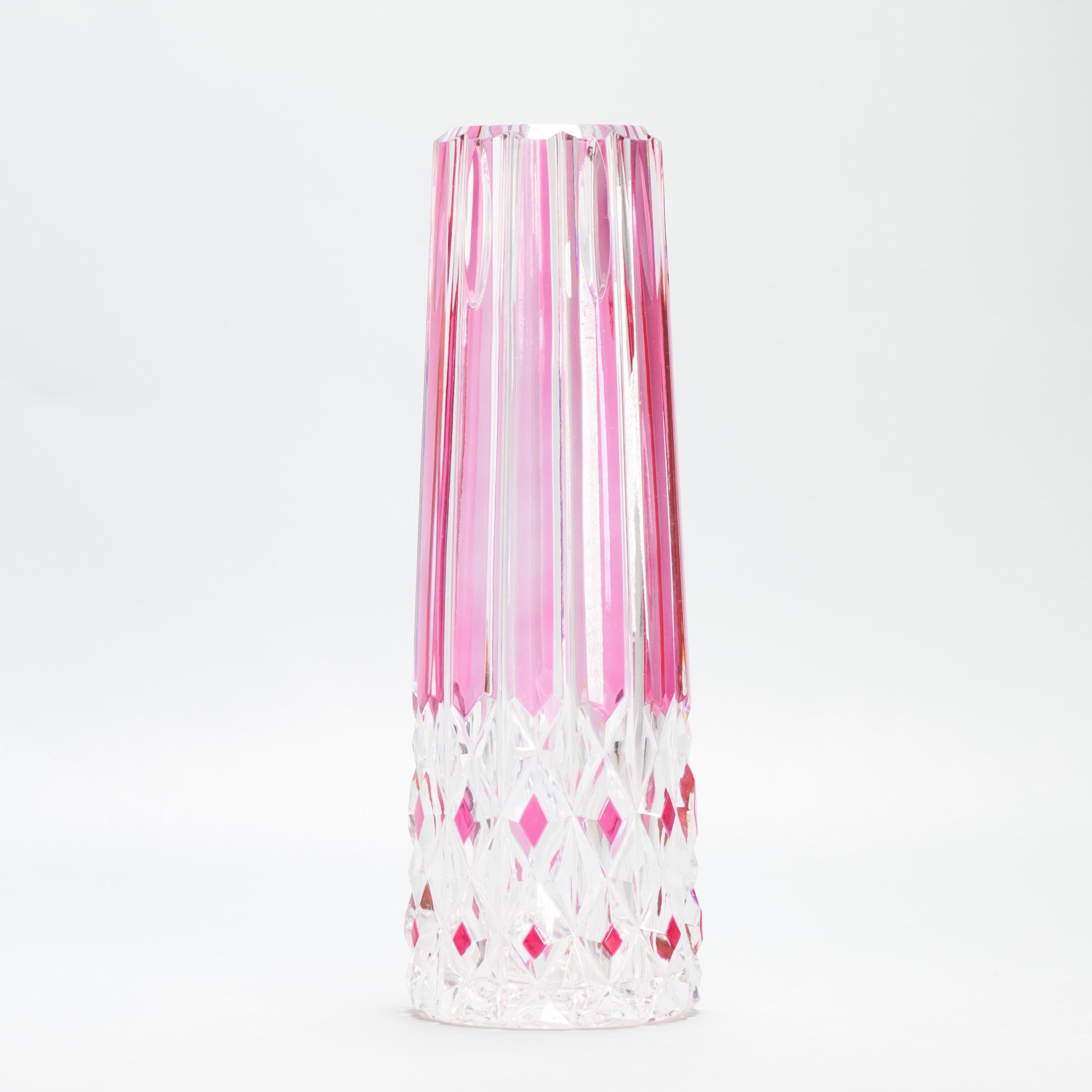 Vetro artistico Antico vaso in vetro Cristal rosso belga Art Deco Leerdam o Val Saint Lambert in vendita