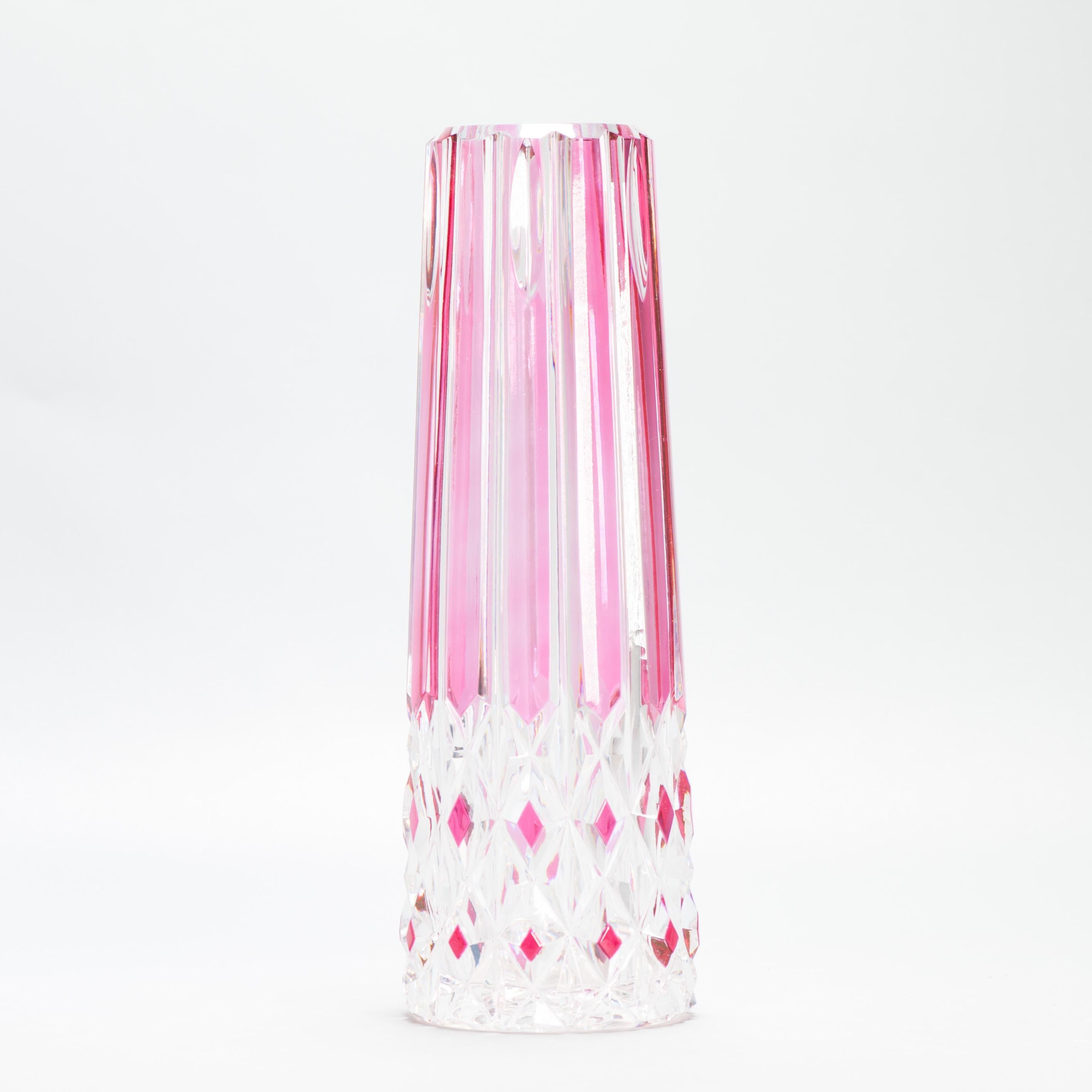 Antico vaso in vetro Cristal rosso belga Art Deco Leerdam o Val Saint Lambert in vendita 1