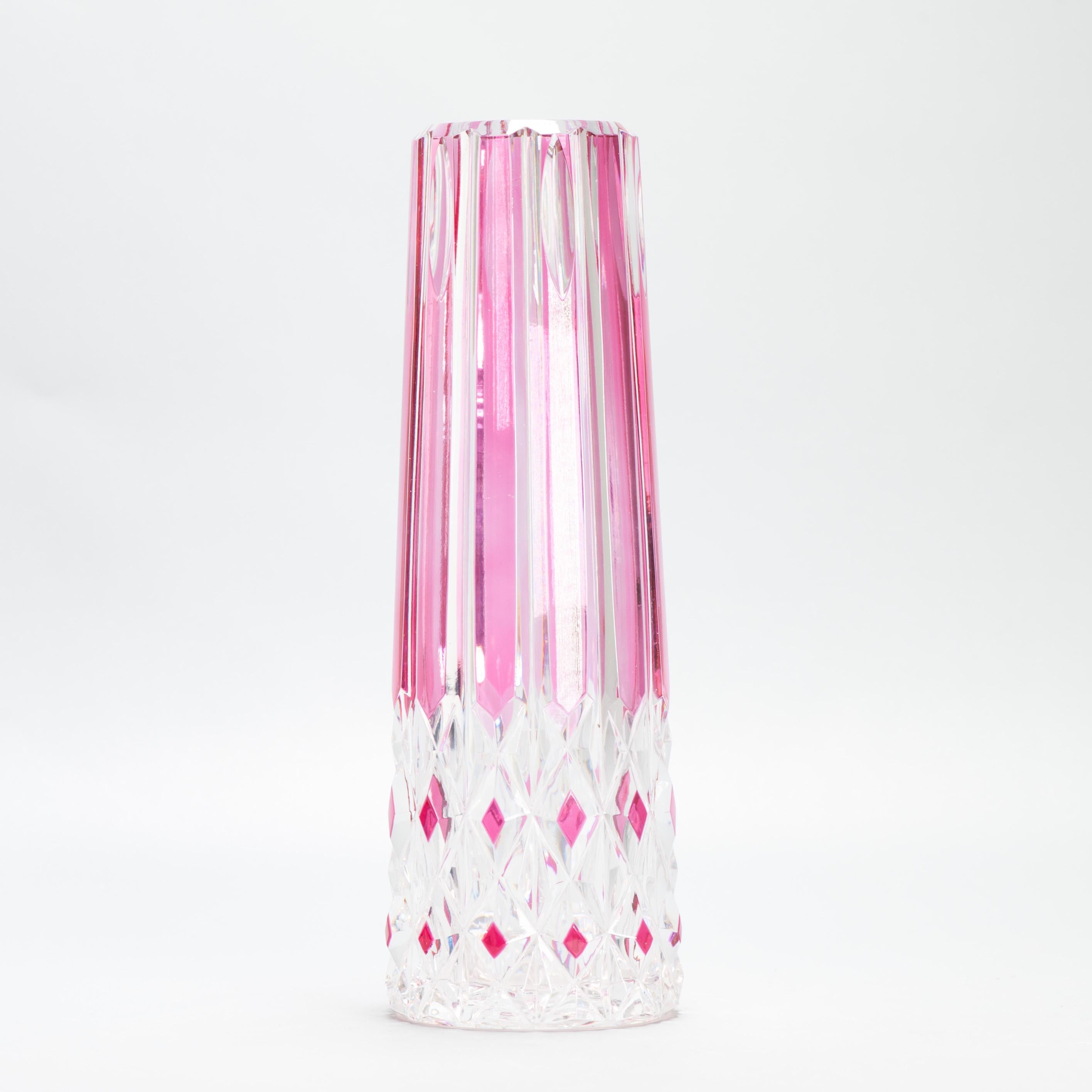 Antico vaso in vetro Cristal rosso belga Art Deco Leerdam o Val Saint Lambert in vendita 2