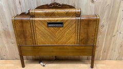 Antique Art Deco Leo Jiranek Satinwood and Oak Waterfall Bed Frame