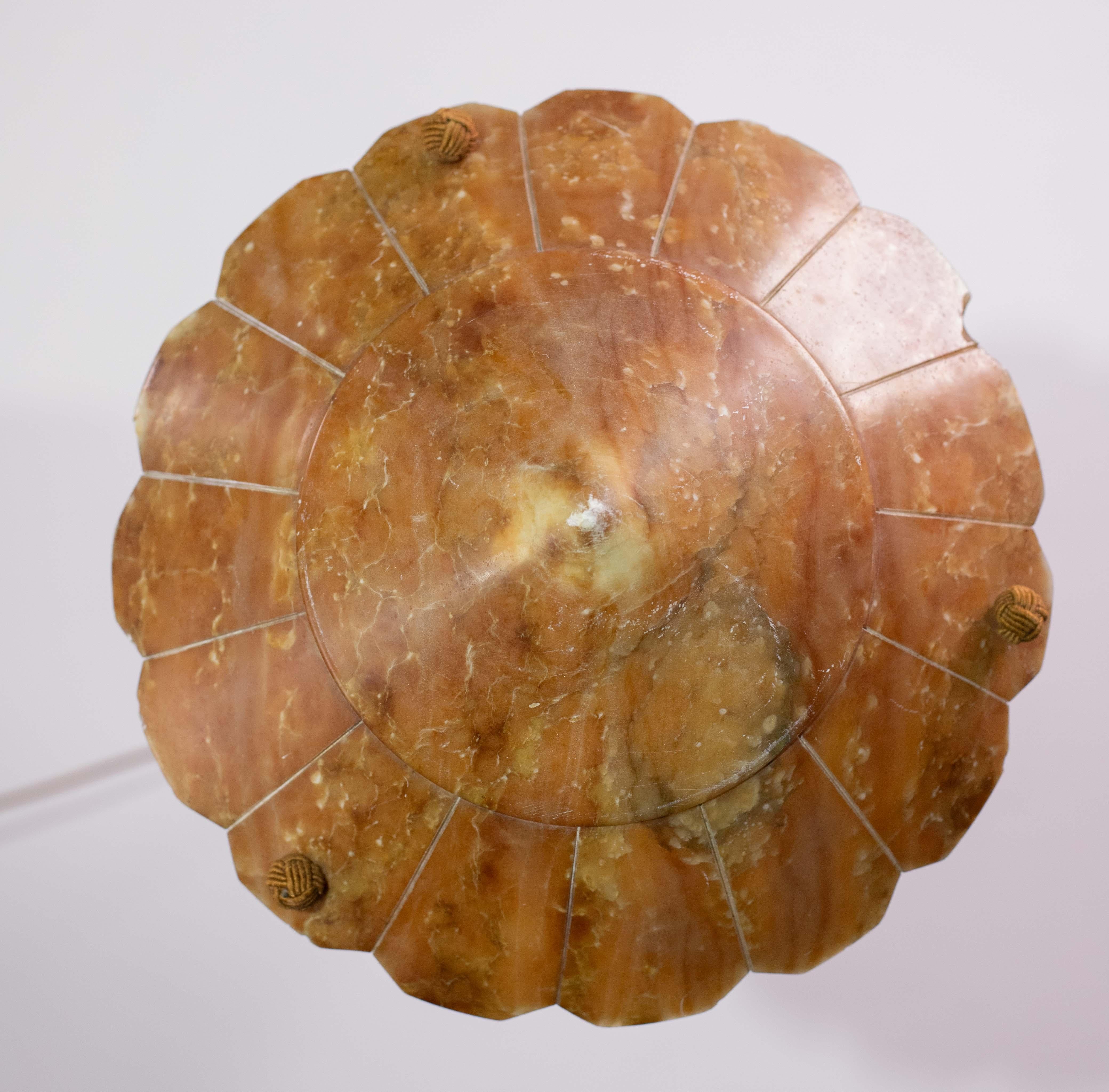 Antique Art Decò Liberty Alabaster Chandelier, 1940s For Sale 9