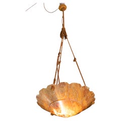 Antique Art Decò Liberty Alabaster Chandelier, 1940s