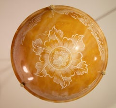 Antico lampadario Liberty in alabastro Art Decor con decorazioni, anni '40