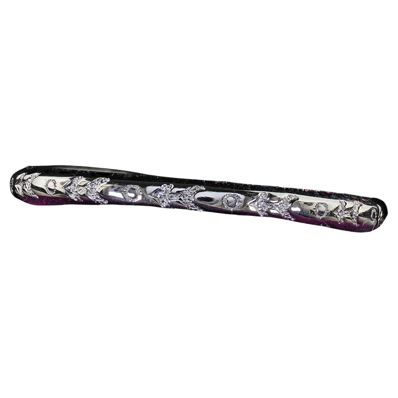 Antique Art Deco Lohengrin 18K White Gold Engraved Wedding Band