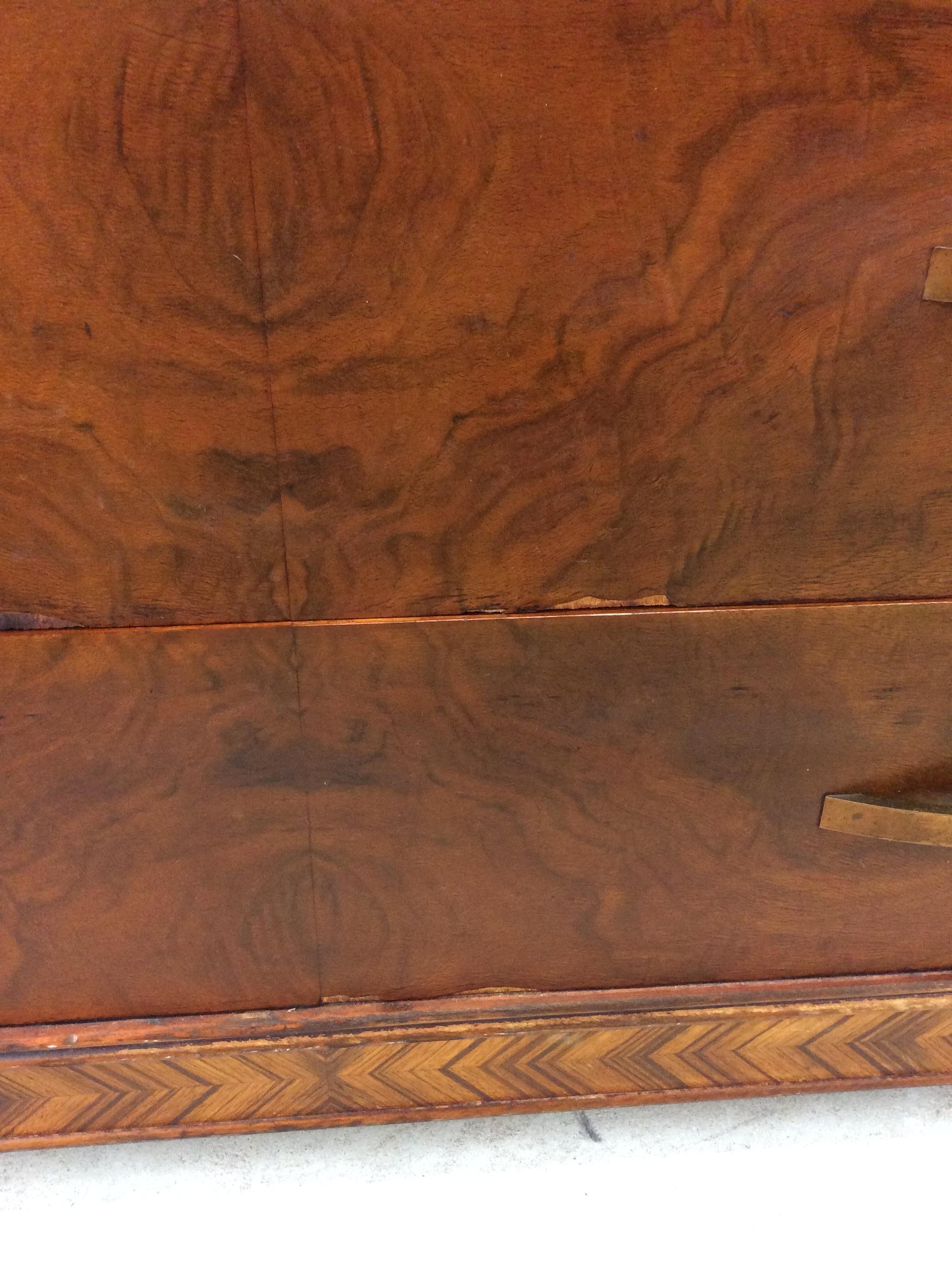 Antique Art Deco lowboy dresser with Bakelite pulls and mounted mirror For Sale 10
