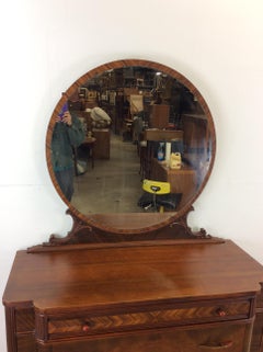 Antique Art Deco lowboy dresser with Bakelite pulls and mounted mirror