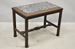 Antique Art Deco Mahogany Base Black Marble-Top Side Table Small Coffee Table