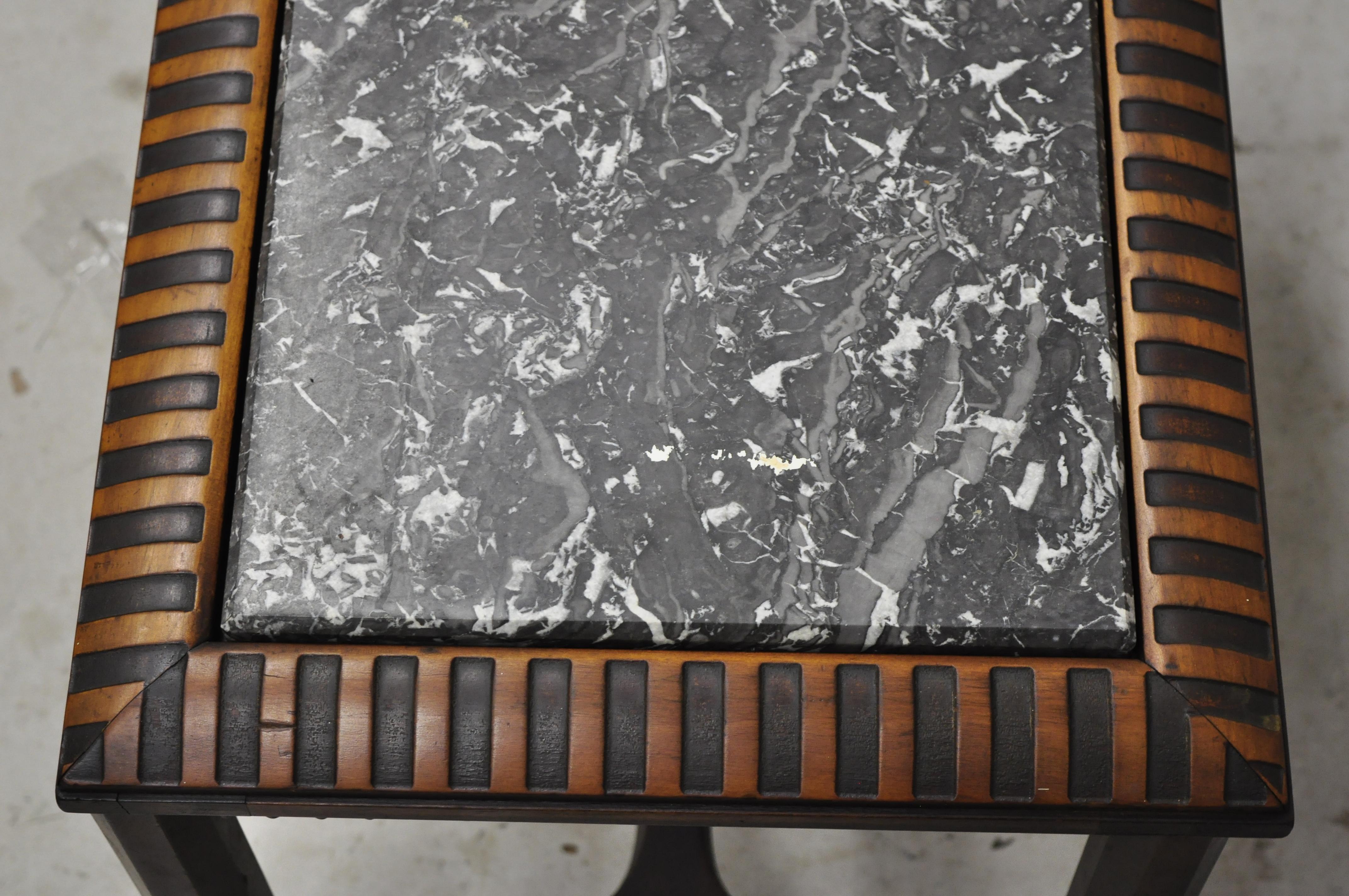 Antique Art Deco Mahogany Base Black Marble-Top Side Table Small Coffee Table In Good Condition In Philadelphia, PA