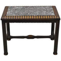 Antique Art Deco Mahogany Base Black Marble-Top Side Table Small Coffee Table