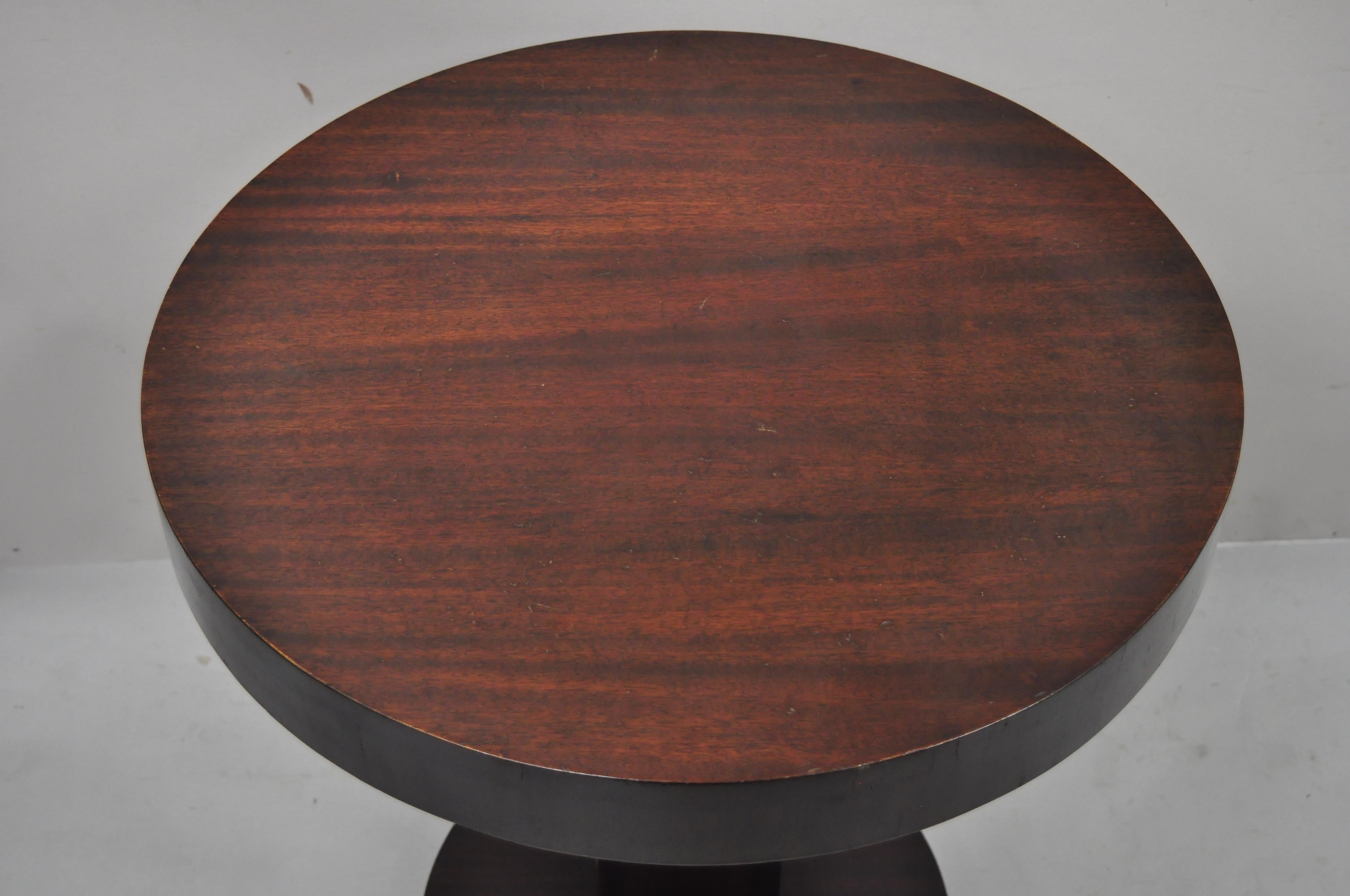 North American Antique Art Deco Mahogany Round Pedestal Base Accent Center Plant Stand Table
