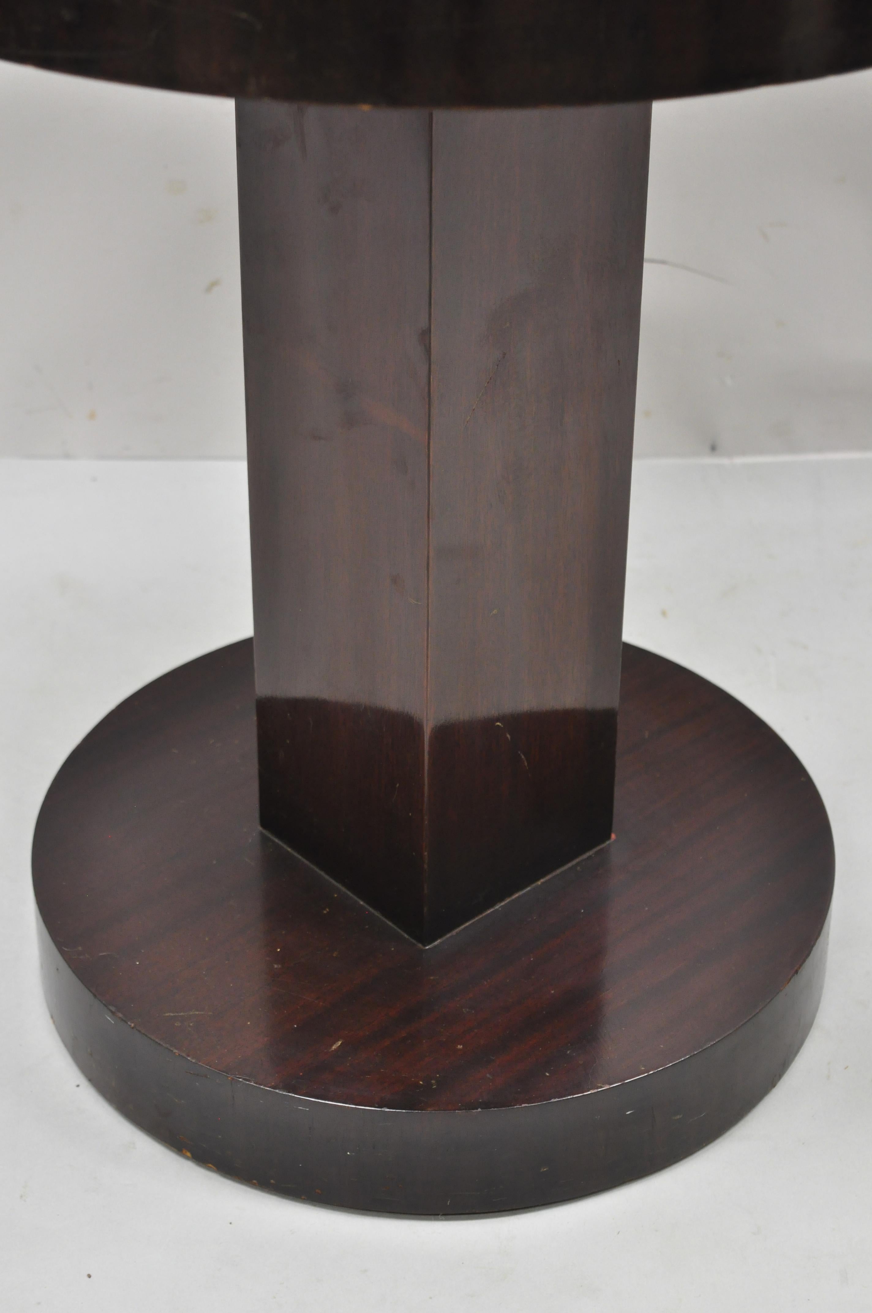 Antique Art Deco Mahogany Round Pedestal Base Accent Center Plant Stand Table In Good Condition In Philadelphia, PA