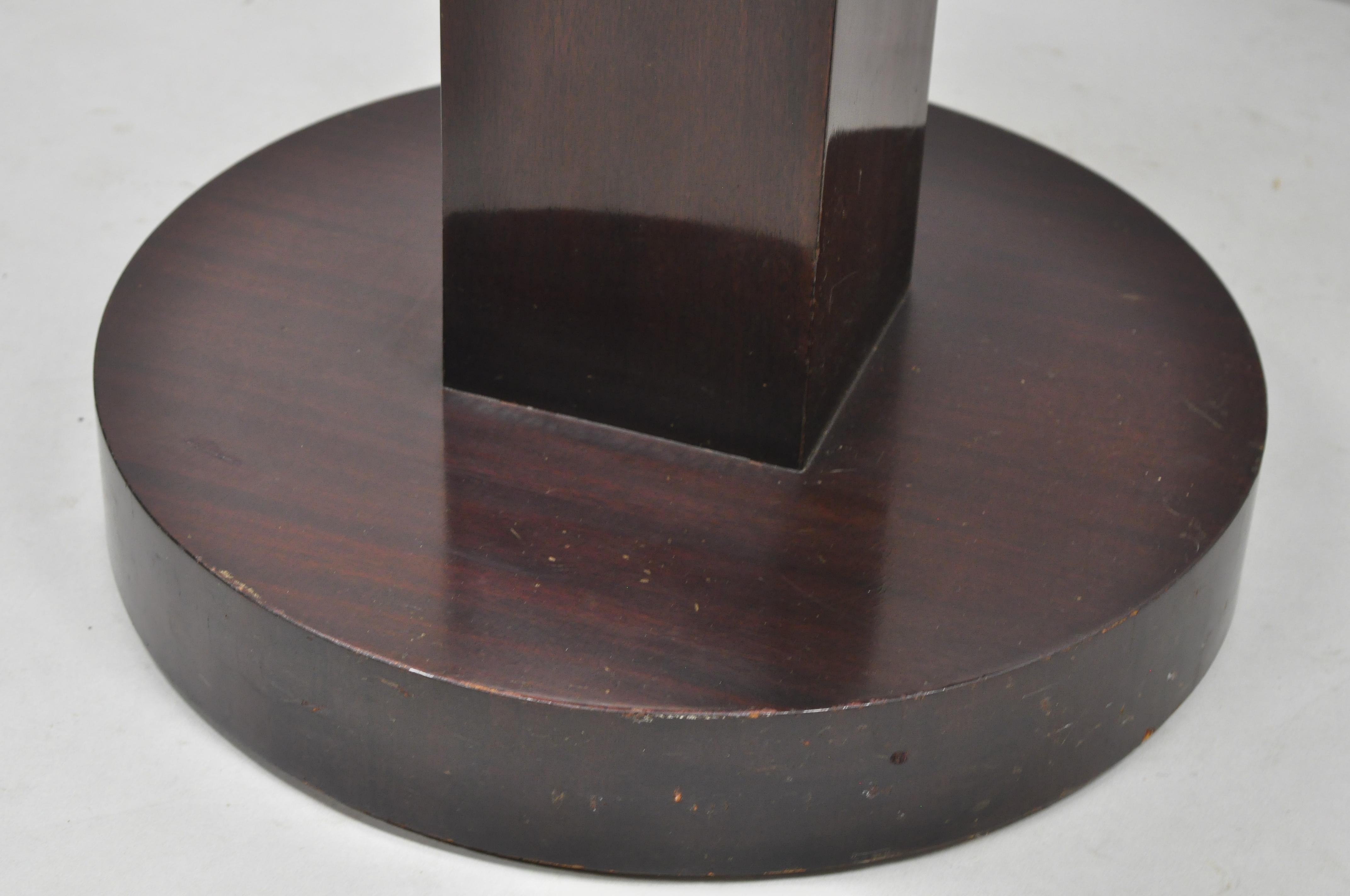 20th Century Antique Art Deco Mahogany Round Pedestal Base Accent Center Plant Stand Table