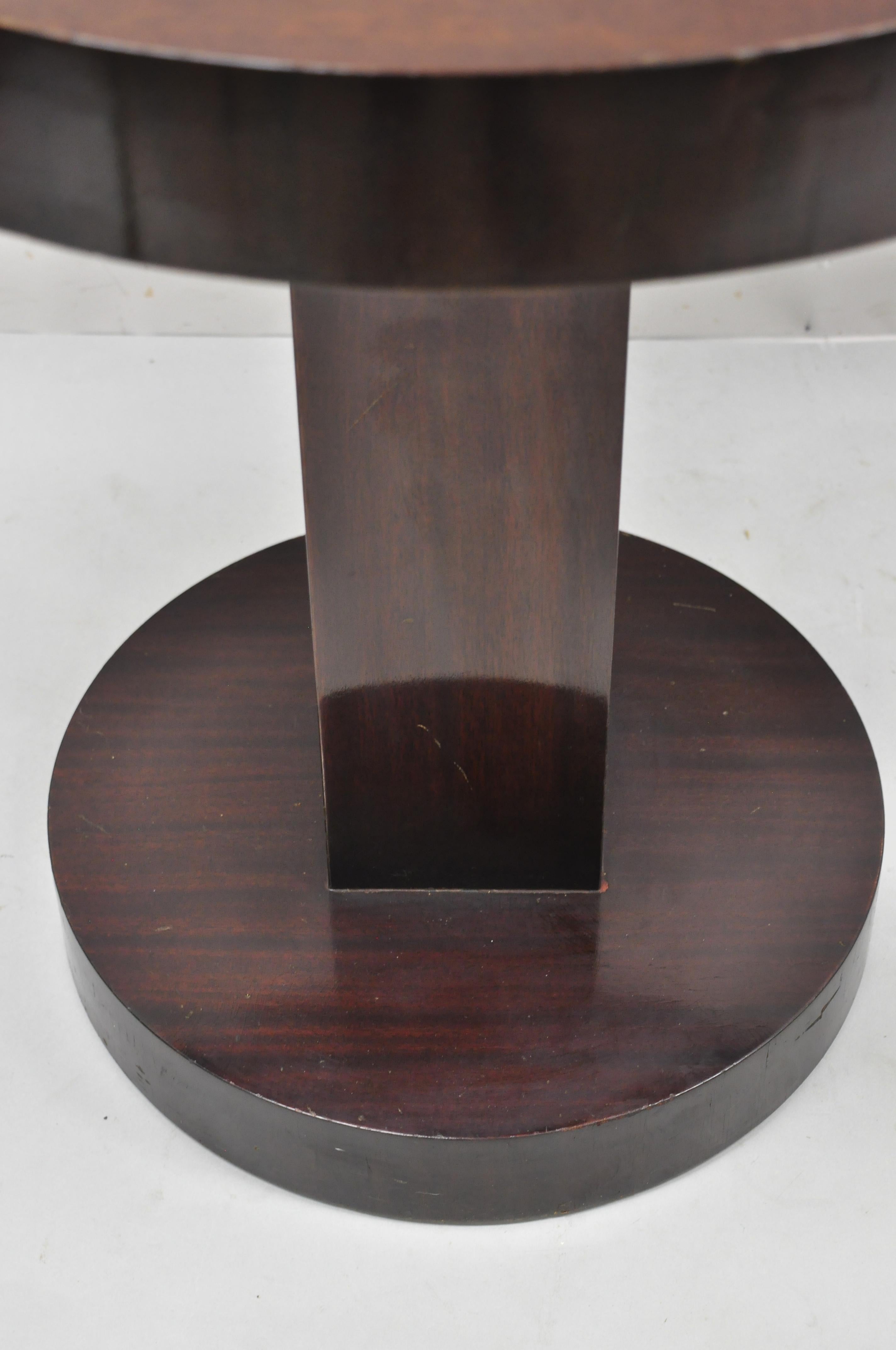 Antique Art Deco Mahogany Round Pedestal Base Accent Center Plant Stand Table 3