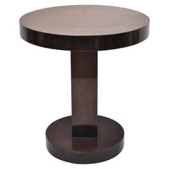 Vintage Art Deco Mahogany Round Pedestal Base Accent Center Plant Stand Table