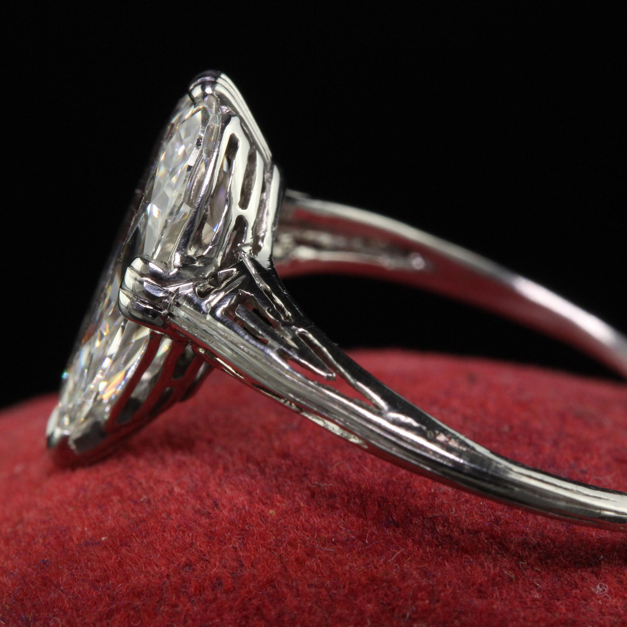 Antique Art Deco Marcus and Co Platinum Old Pear Diamond Engagement Ring - GIA For Sale 1