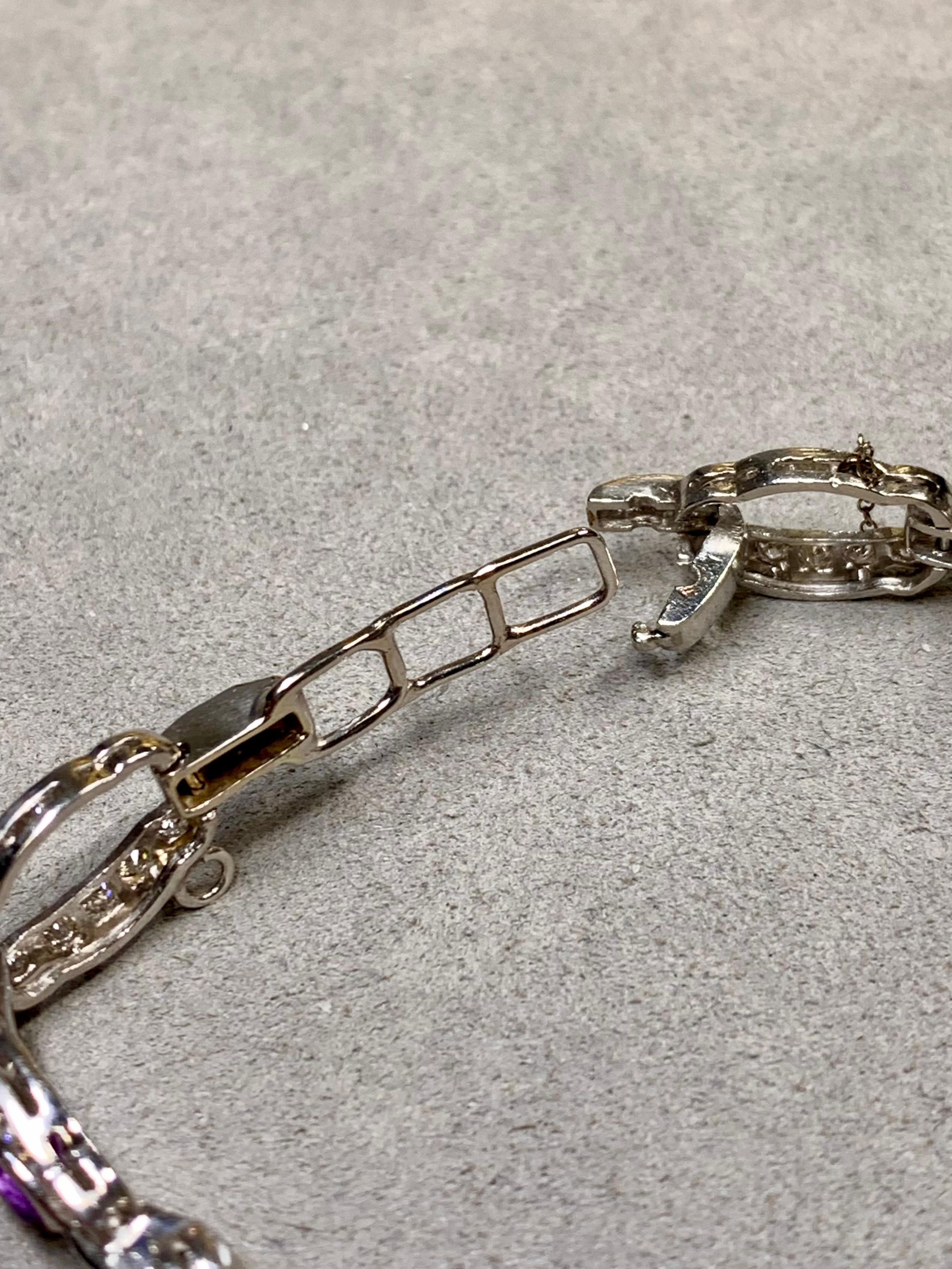 Antiguo Art Decó Marquesa Amatista Europea Diamante Cóctel Pulsera 6ctw 7
