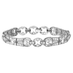 Antique Art Deco Marquise Cut Diamond Platinum Filigree Link Bracelet