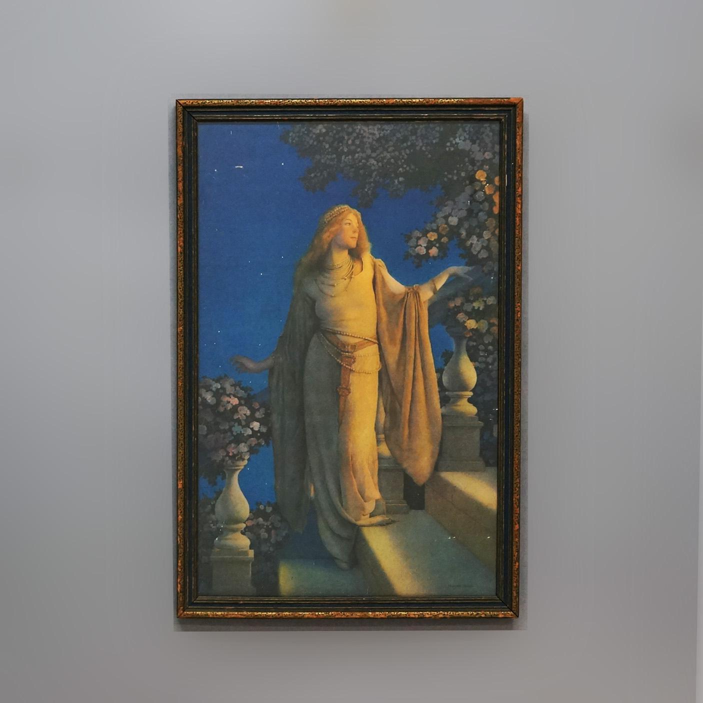 Antique Art Deco Maxfield Parrish Edison Mazda Calendar Top Print “Enchantment” In Good Condition In Big Flats, NY