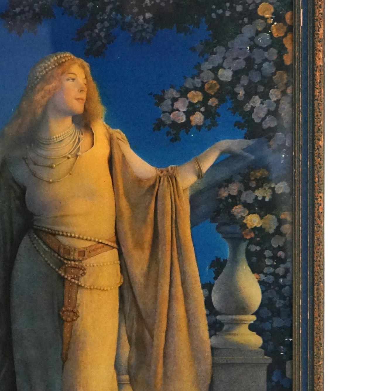 20th Century Antique Art Deco Maxfield Parrish Edison Mazda Calendar Top Print “Enchantment”