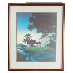 Ancienne estampe Art Déco Maxfield Parrish Landscape Print "Twilight", vers 1920