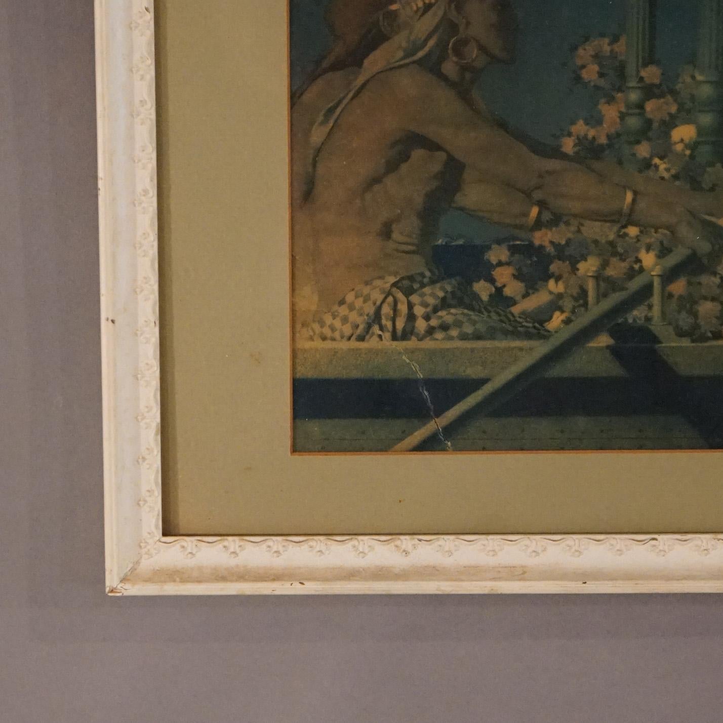 Art déco Impression Art Déco Maxfield Parrish de Cléopâtre, encadrée, C1920 en vente