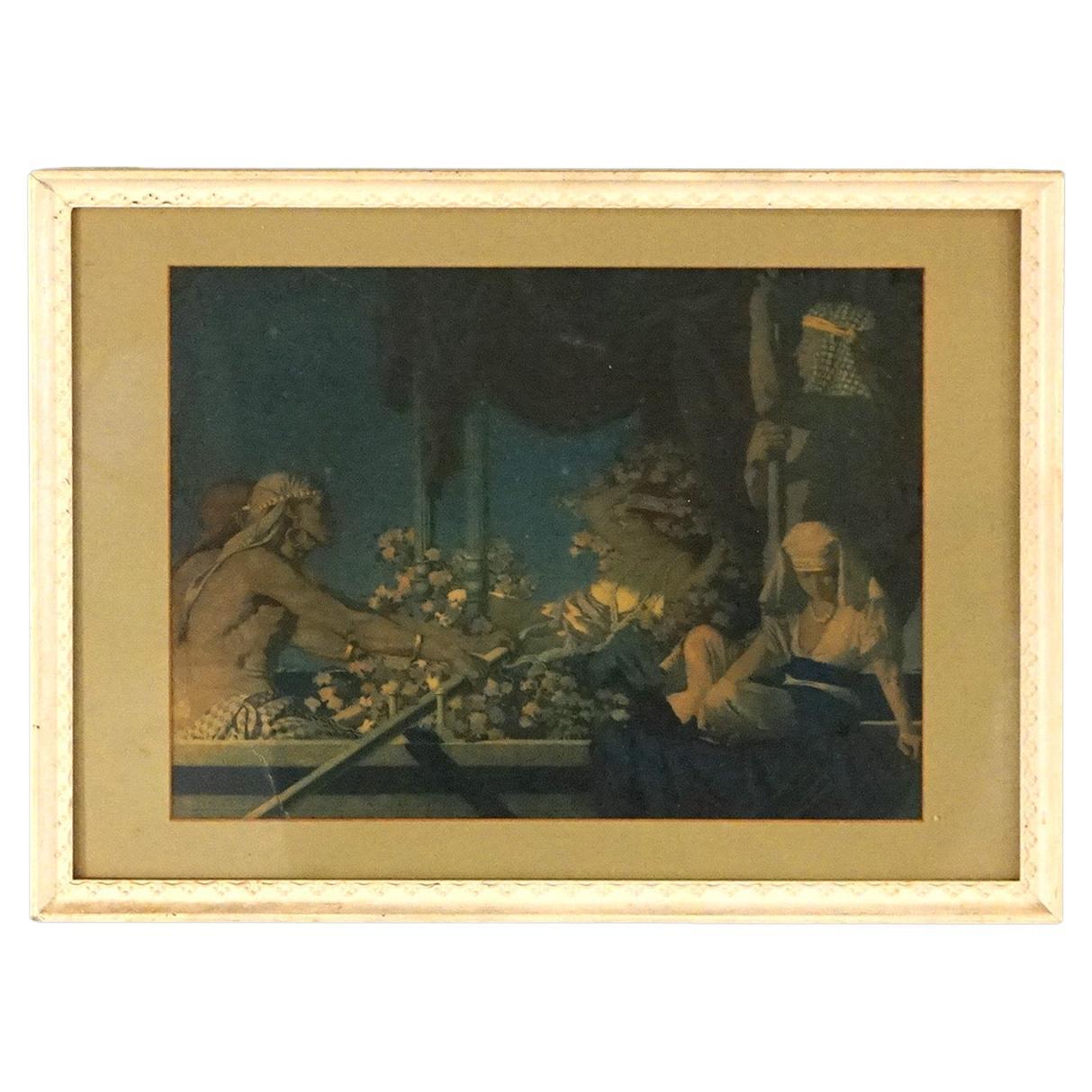 Antique Art Deco Maxfield Parrish Print of Cleopatra, Framed, C1920