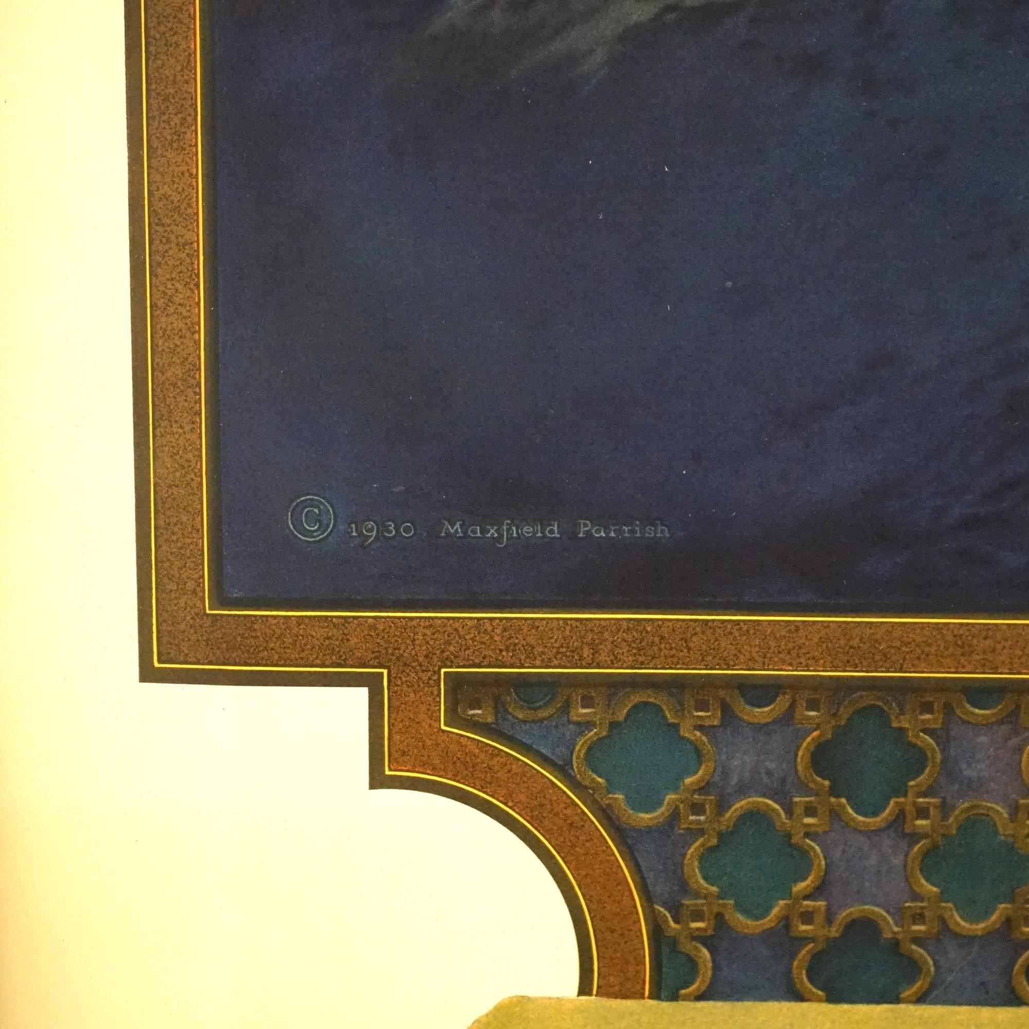 Paper Antique Art Deco Maxfield Parrish Waterfall Edison Mazda Calendar, Framed, C1931