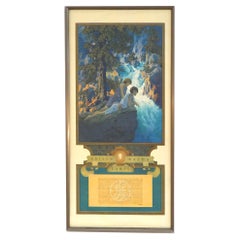 Antique Art Deco Maxfield Parrish Waterfall Edison Mazda Calendar, Framed, C1931