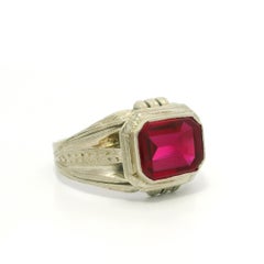 Antique Art Deco Men's 10k Gold Engraved Wheat Work Signet Pinky Ring